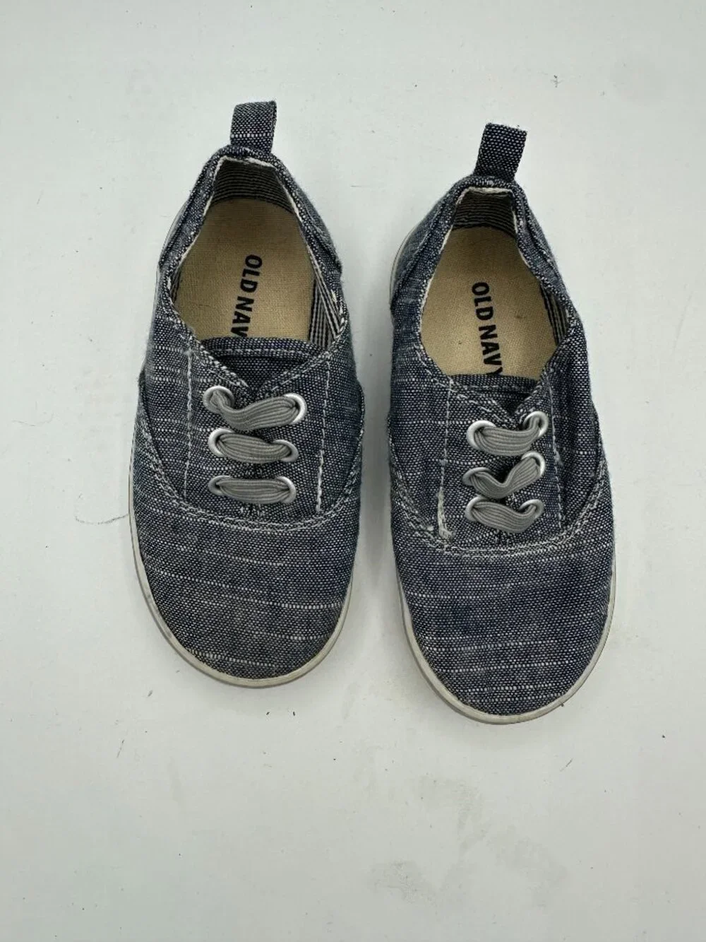 Old Navy Blue Chambray Denim Sneakers Toddler Size 8